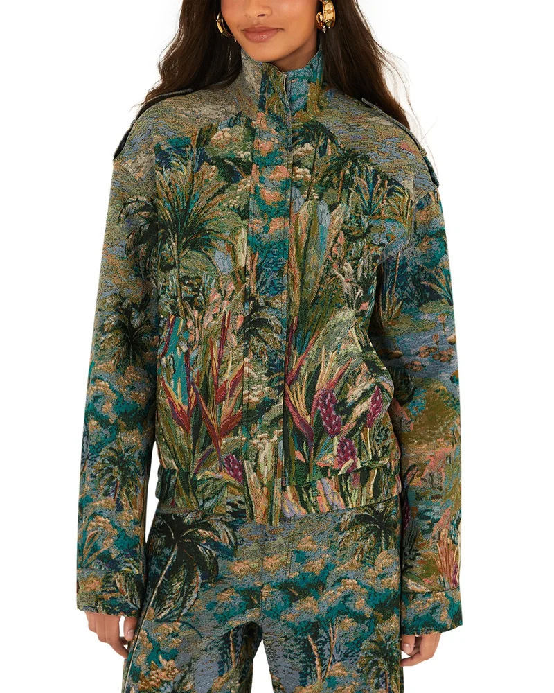 Petricor Jacquard Stand Collar Jacket