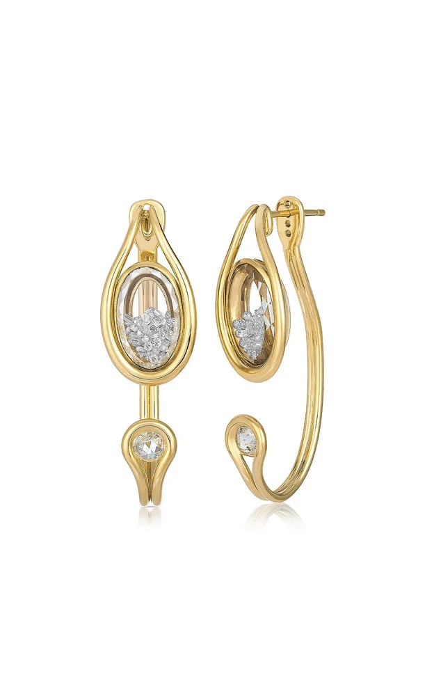 Cascavel Open 18K Yellow Gold Diamond Earrings