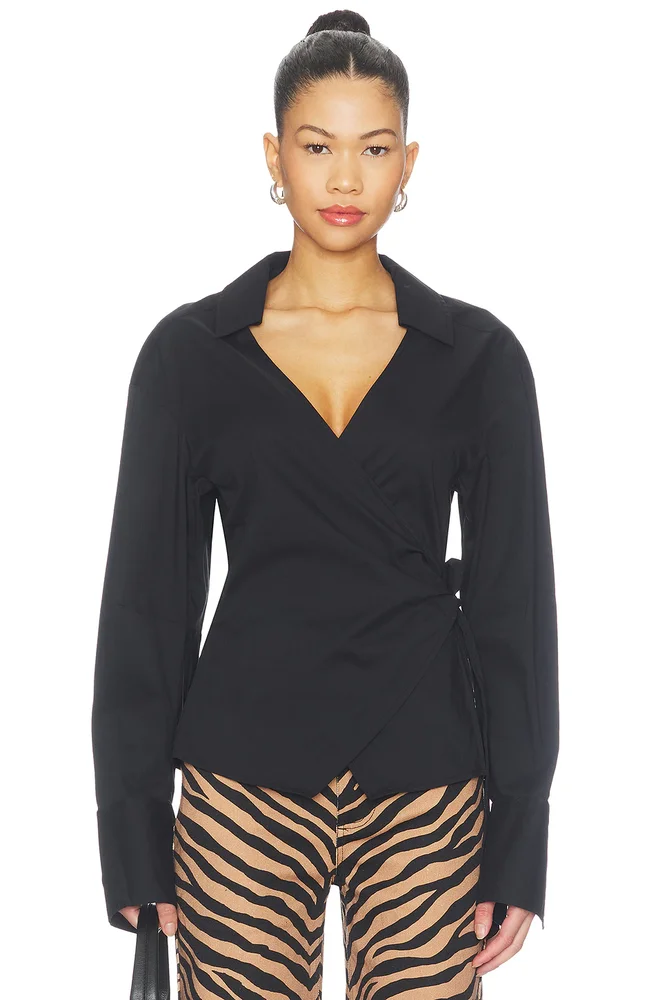 Anya Poplin Wrap Top