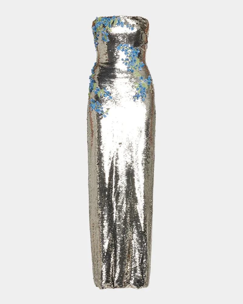 Textured Strapless Column Gown