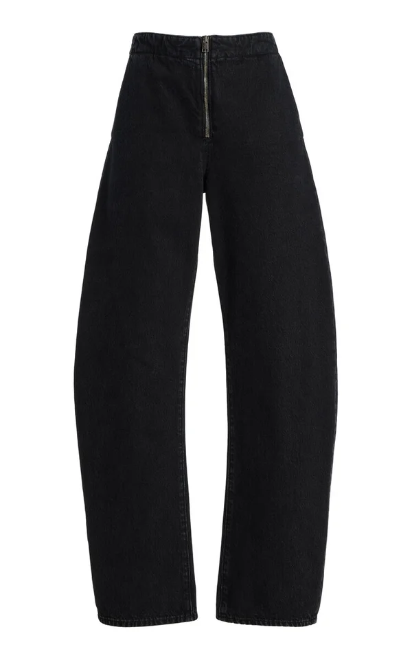 The Zip Rigid High-Rise Barrel-Leg Jeans