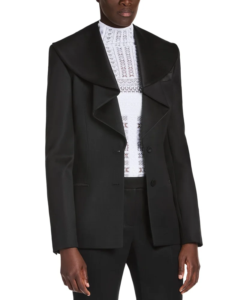 Folded Collar Wool Blazer