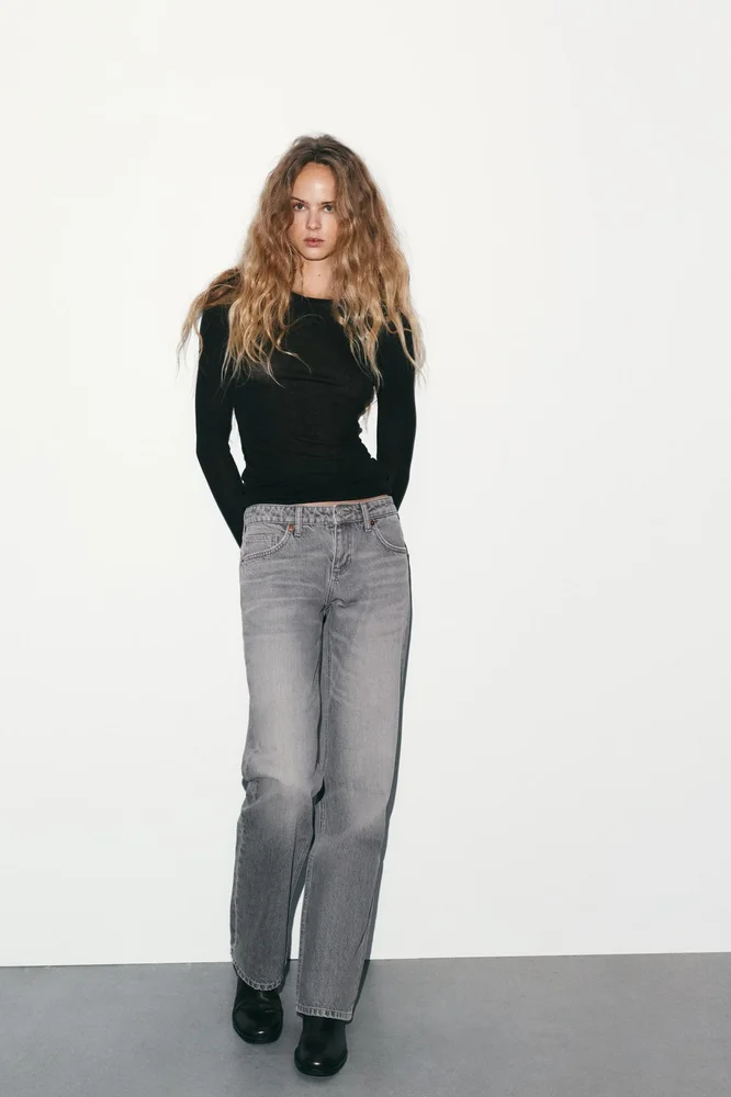 TRF WIDE LEG LOW RISE JEANS