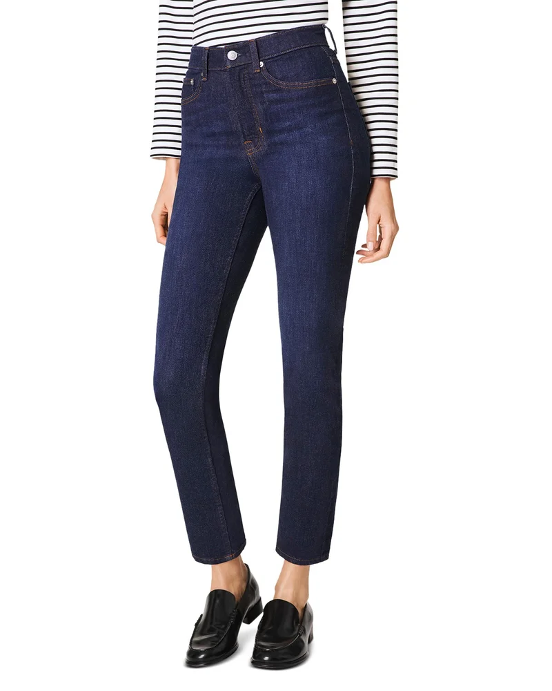 Redefine High Rise Slim Straight Jeans in Dark Indigo