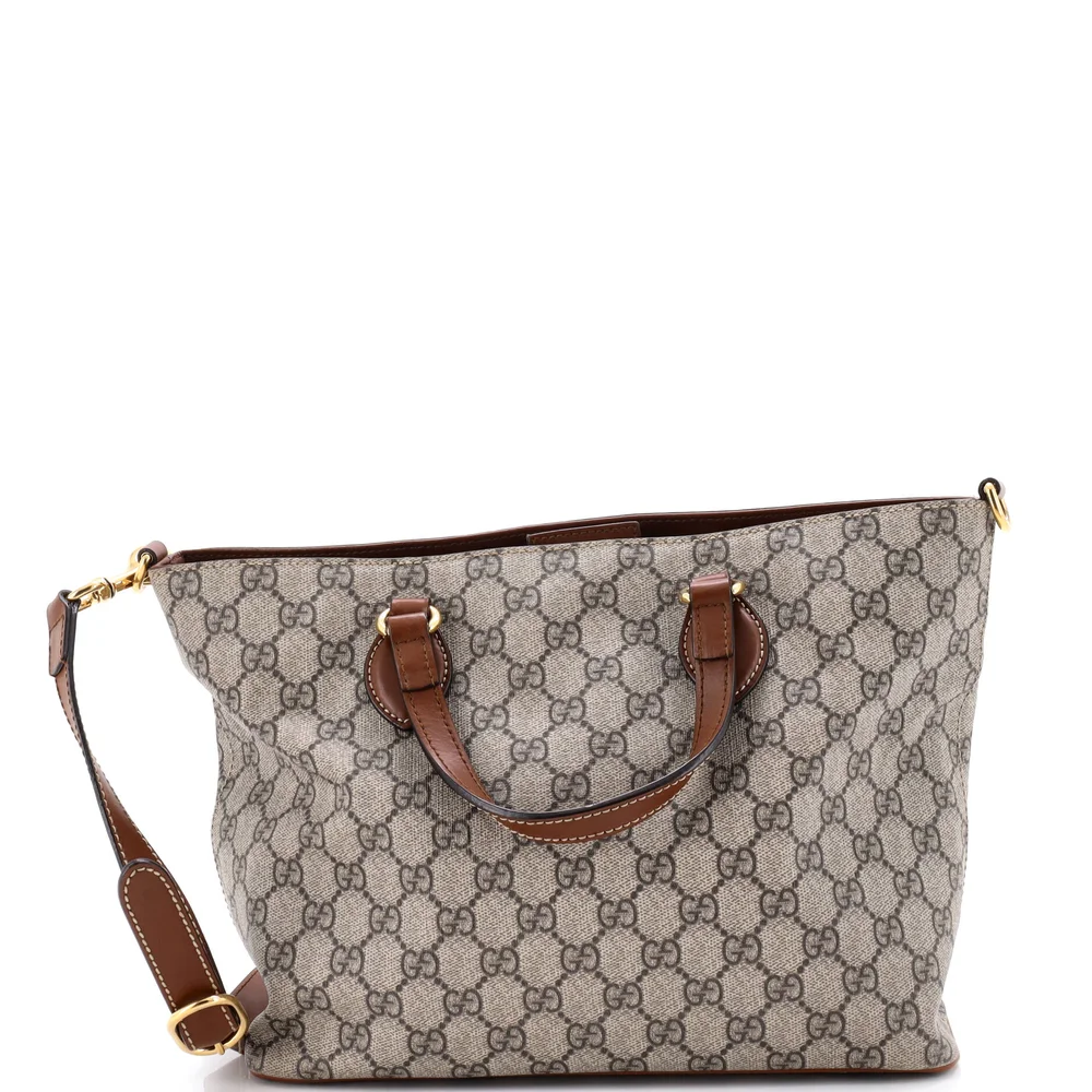 gucci Convertible Soft Tote GG Coated Canvas with Leather Small
