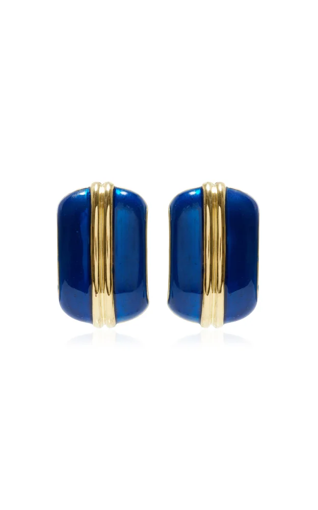 Road Divided Enameled 14K Gold Vermeil Earrings
