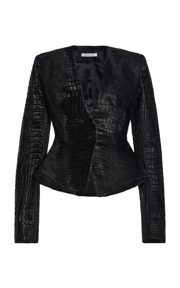 Croc-Embossed Pony Hair Blazer