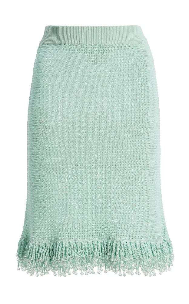 Fringe Cotton Midi Skirt