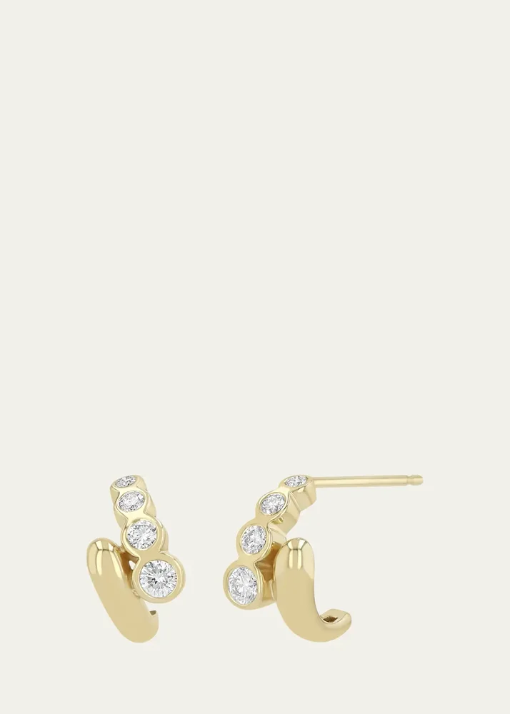 14K Small Overlap Bypass Diamond Earrings