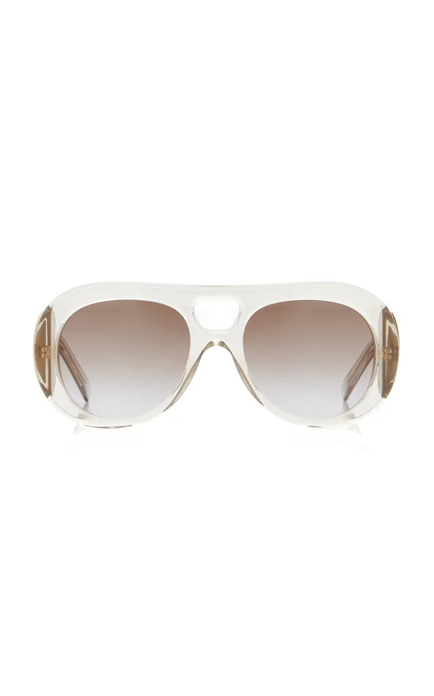 Bold Aviator-Frame Acetate Sunglasses
