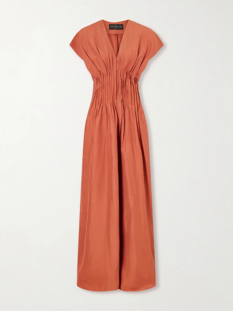 Elena gathered woven maxi dress