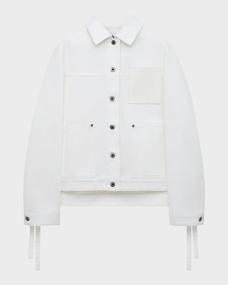 x Paula's Ibiza Leather-Pocket Denim Workwear Jacket