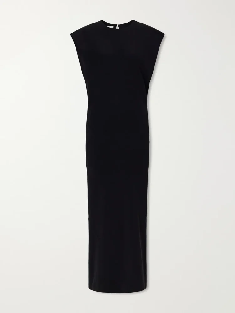 Shift stretch-crepe maxi dress