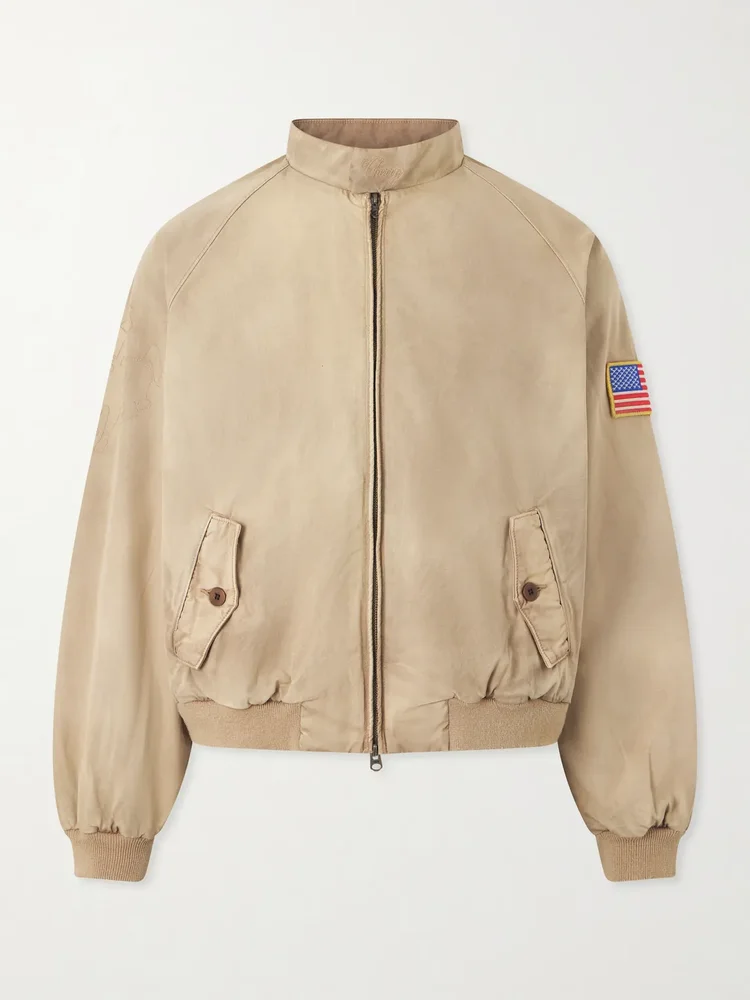 Logo-Embroidered Cotton-Twill Bomber Jacket