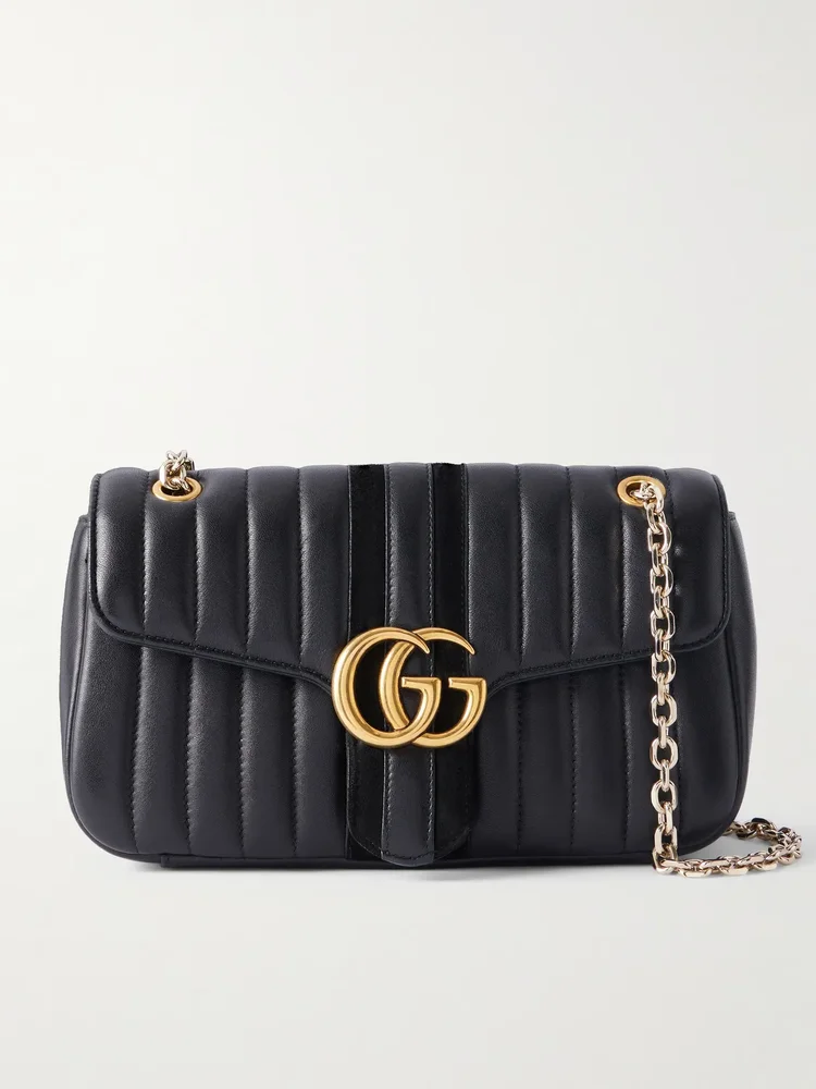 Gucci Jetset GG Marmont suede-trimmed leather shoulder bag
