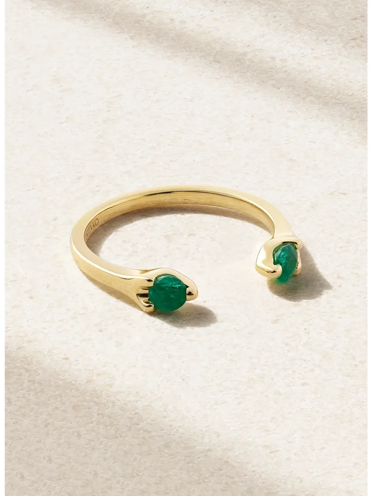Orbit 18-karat gold emerald ring