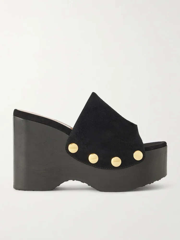 Ardèa 60 studded suede platform wedge mules