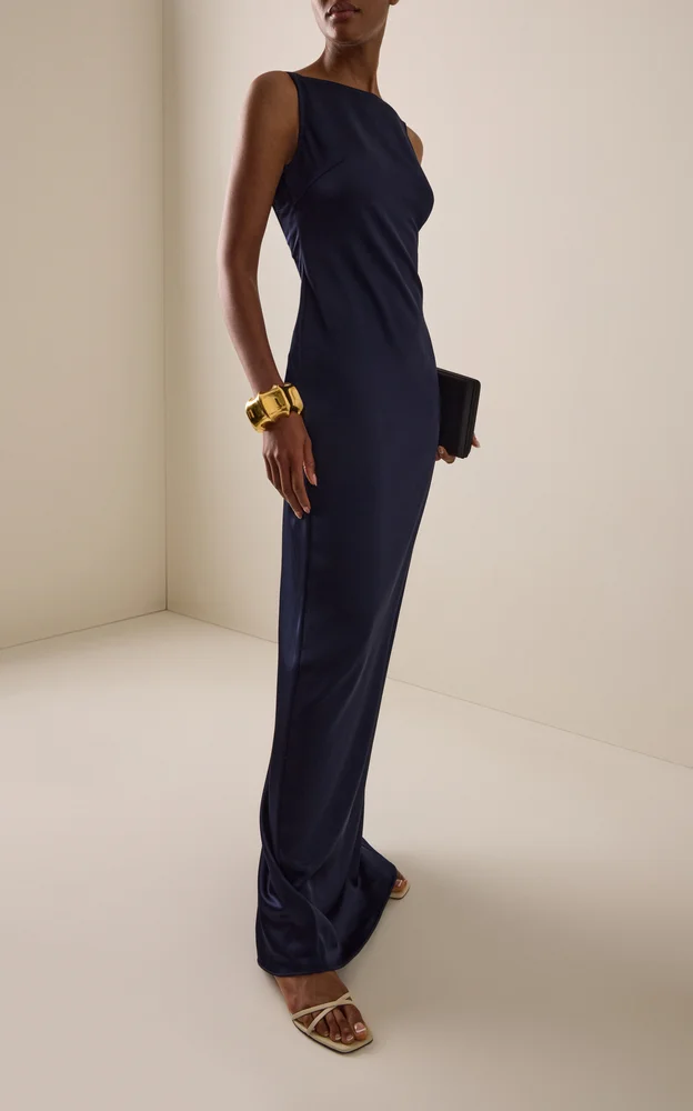 Satin Open Back Slip Gown