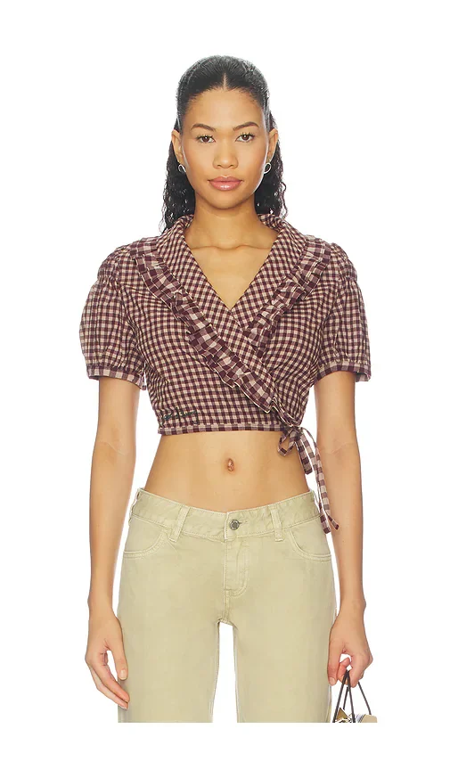 Gingham Ruffle Top