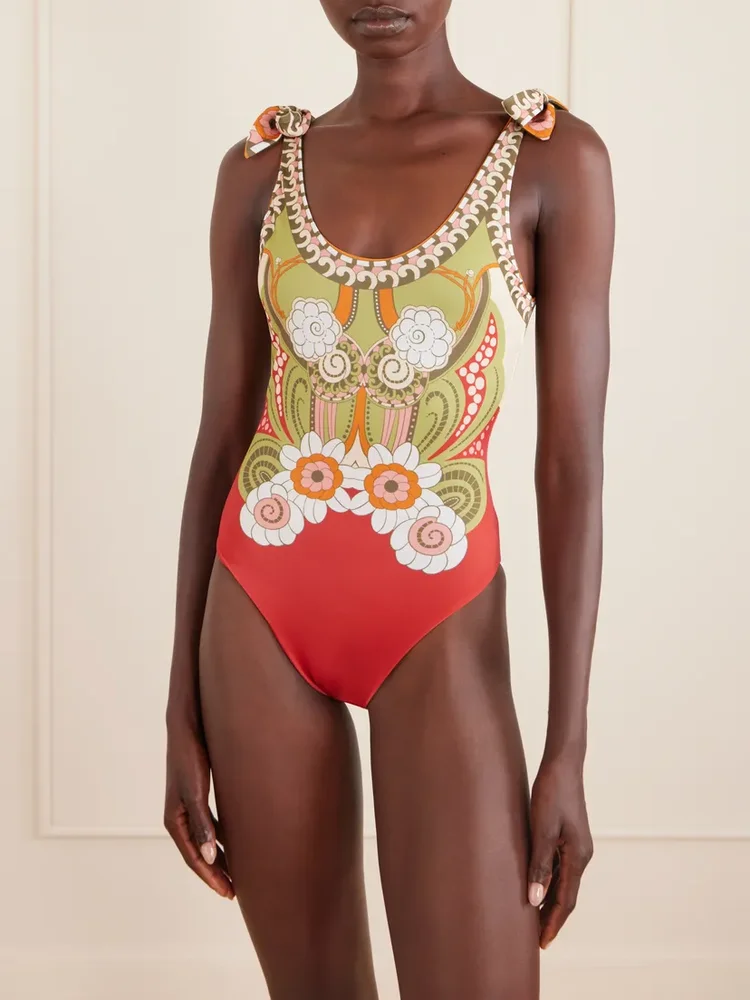 Pammy knotted printed swimsuit