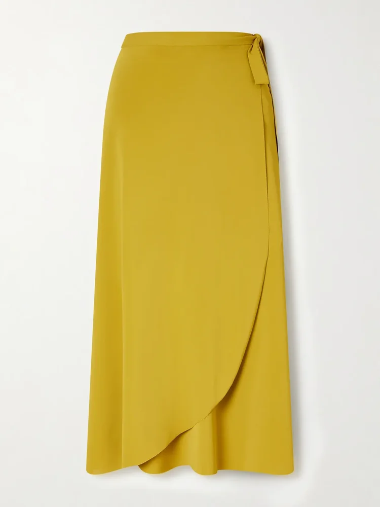 Julieta stretch-jersey wrap midi skirt