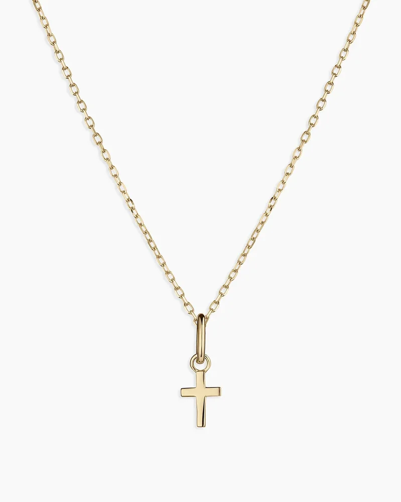 14K Gold Cross Charm Necklace