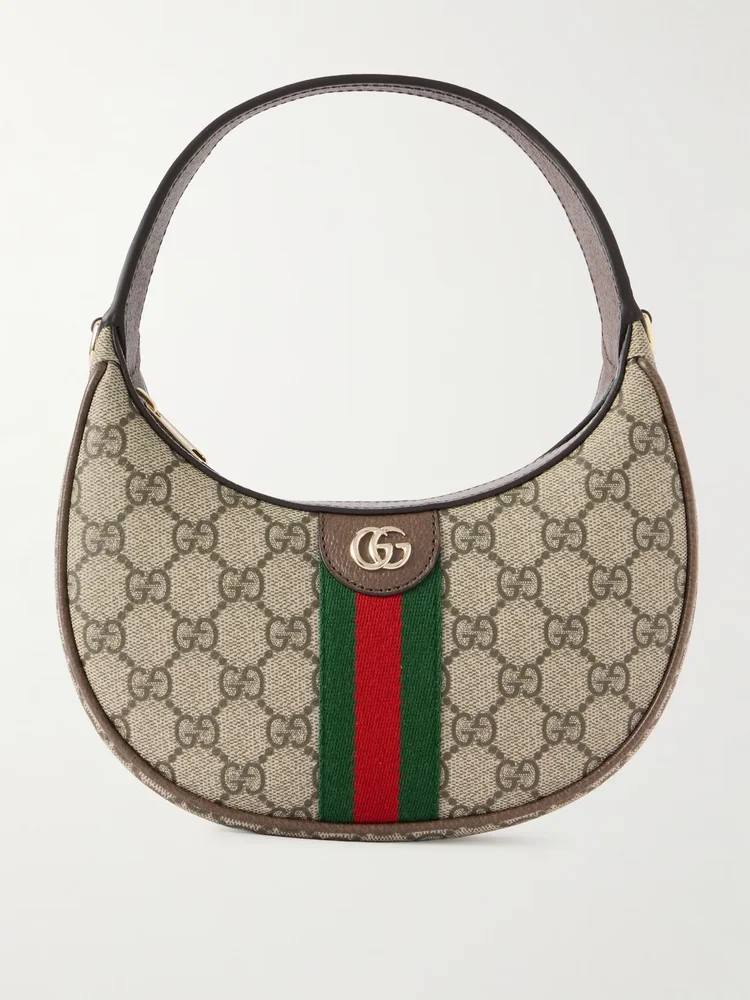 Gucci Ophidia small leather-trimmed coated canvas-jacquard shoulder bag
