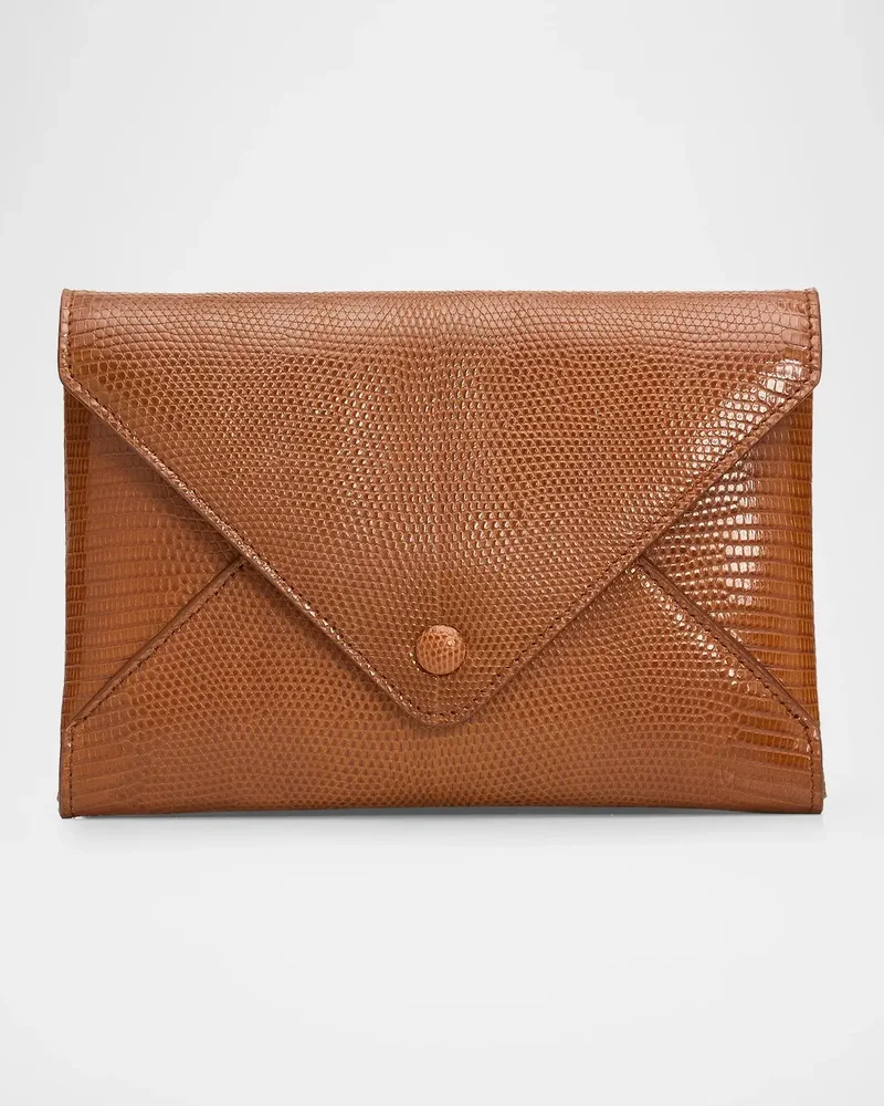 Envelope Flap Clutch Bag in Embossed Leather