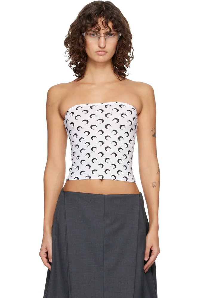 White Recycled Moon Jersey Second Skin Tube Top