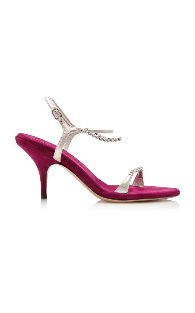 Crystal-Embellished Leather Sandals