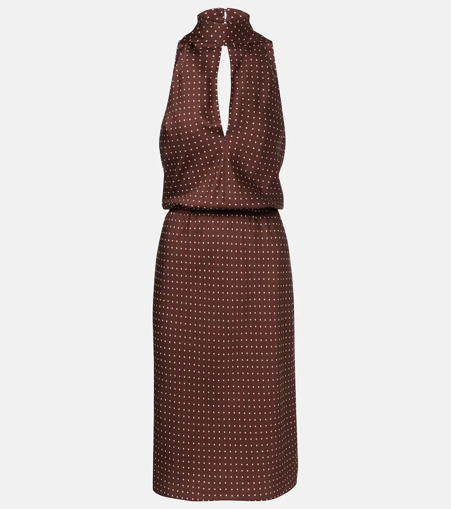 Phoebe polka-dot halterneck midi dress