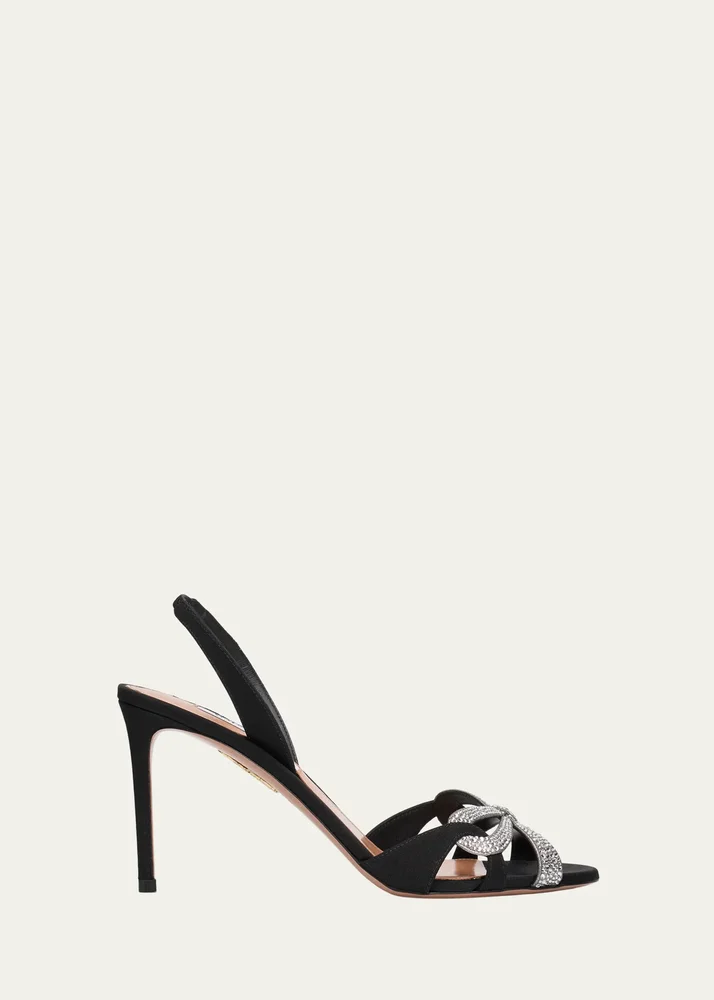 85mm Crystal Ribbon Kiss Slingback Sandals