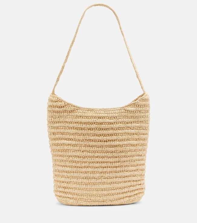 Alma Medium raffia shoulder bag