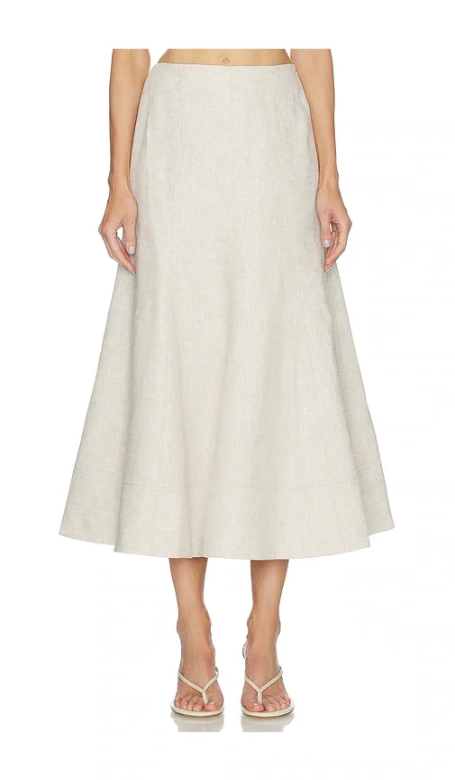Camila Coelho Malena Linen Midi Skirt Camila Coelho