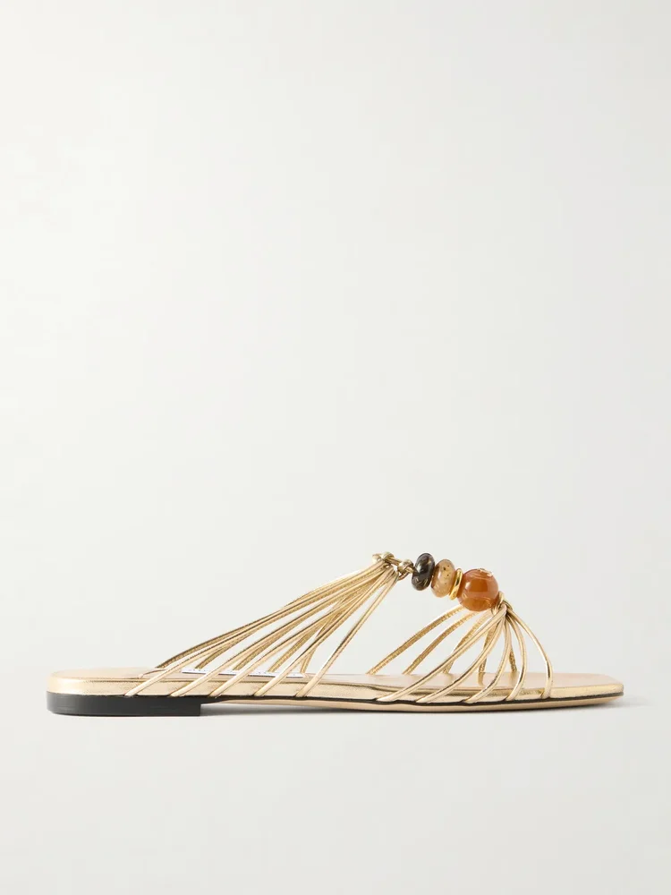 Lova Embellished Metallic Leather Sandals
