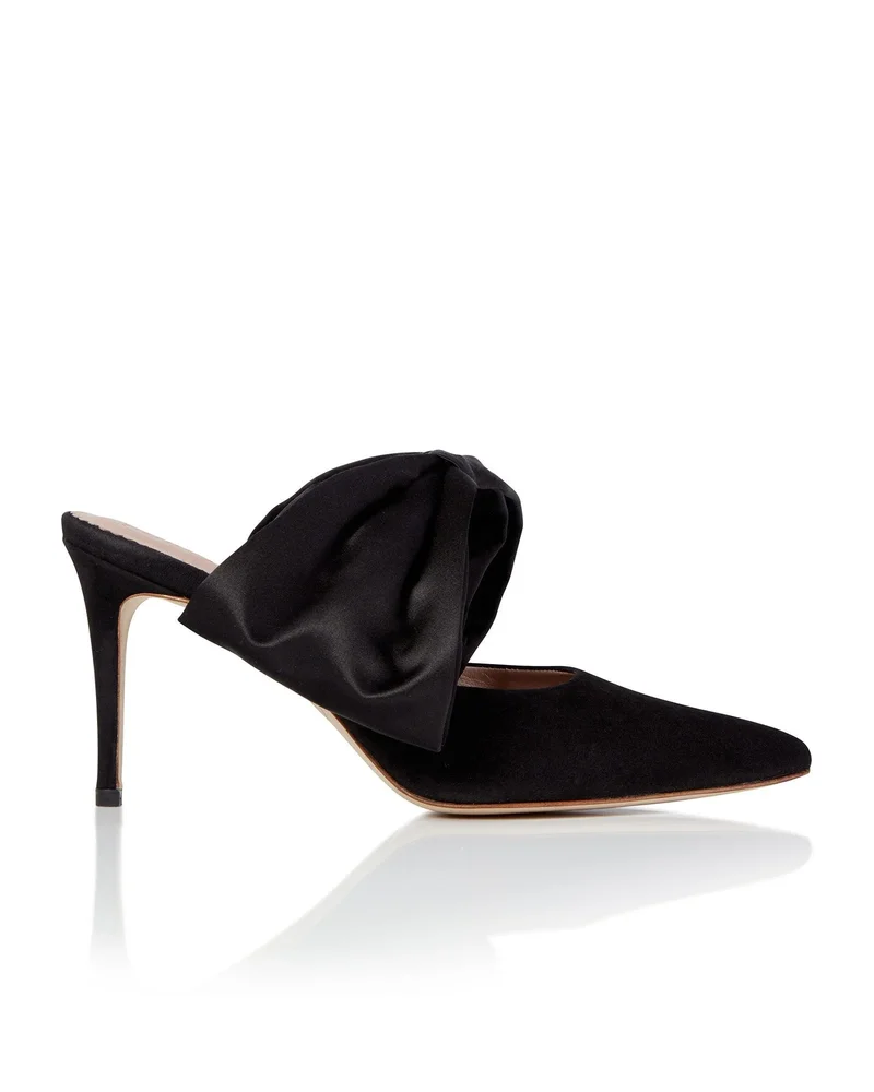 Georgina Black Suede Mid Heel Mule