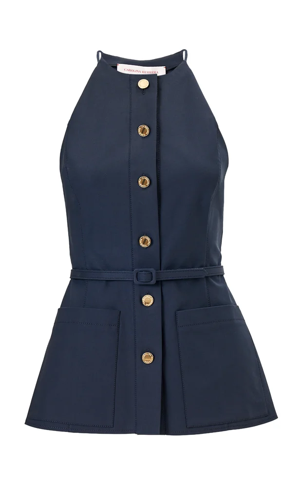 Belted Cotton Sateen Top