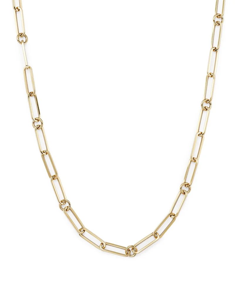 18K Yellow Gold Paperclip Link Chain Necklace, 17" or 22"
