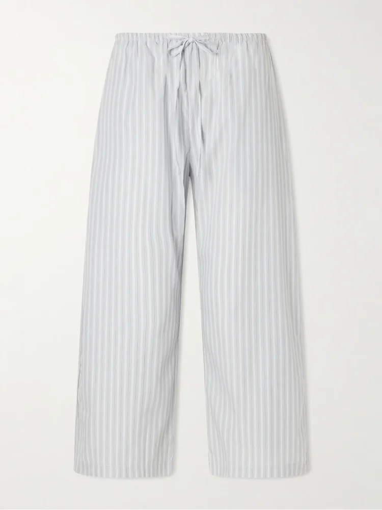 Yoshi striped cotton-blend wide-leg pants