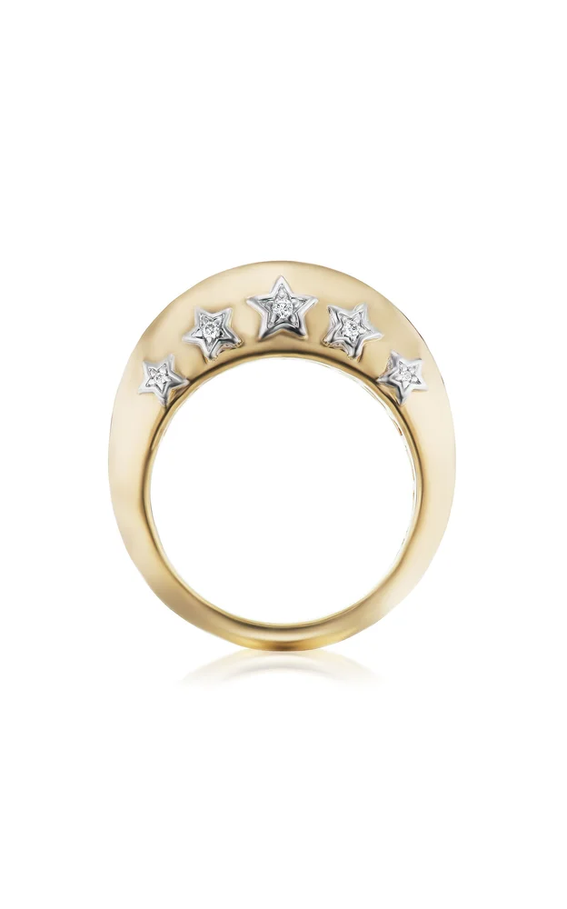 Stelle Domed 18K Yellow Gold Diamond Ring