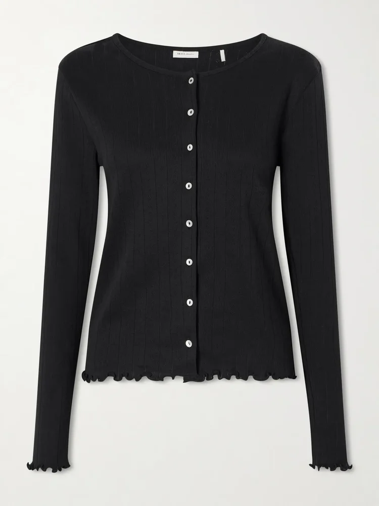 edie open knit organic cotton cardigan