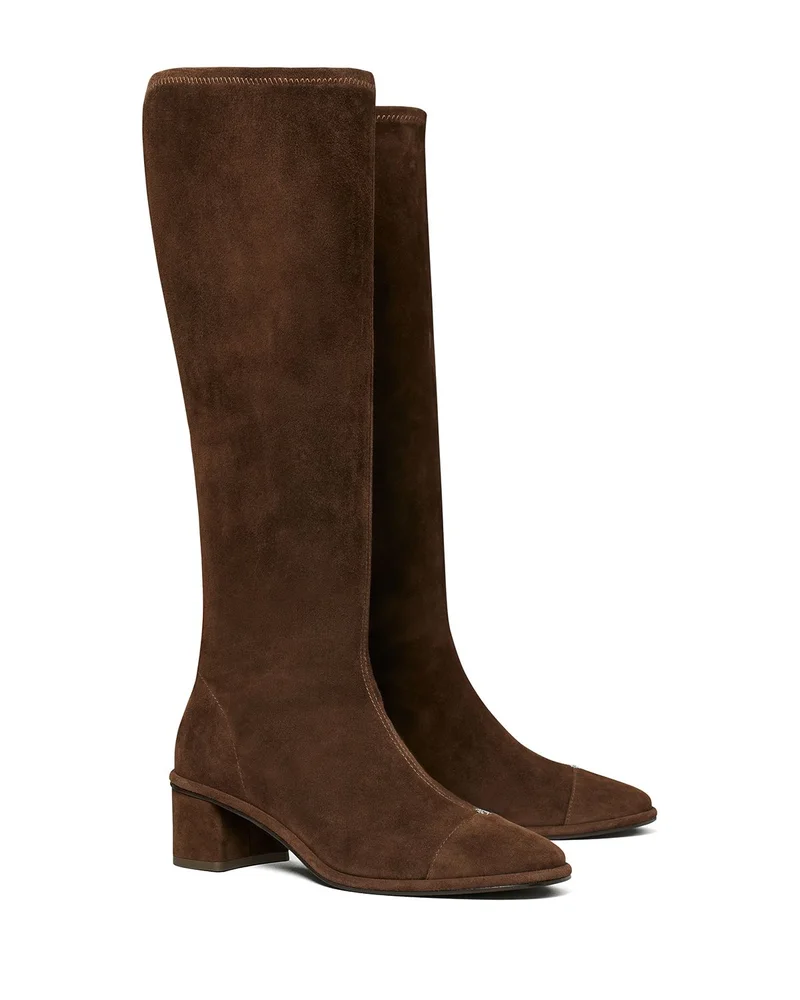Cap Toe Suede Knee High Boots