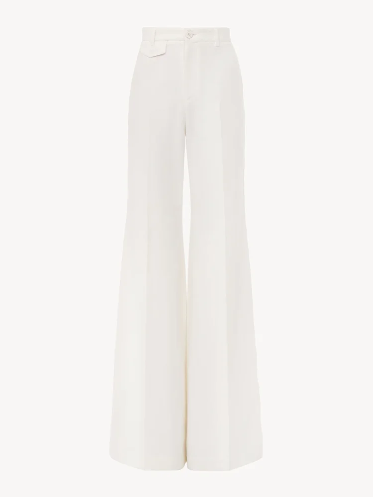 High-rise flared pants in cotton canvas