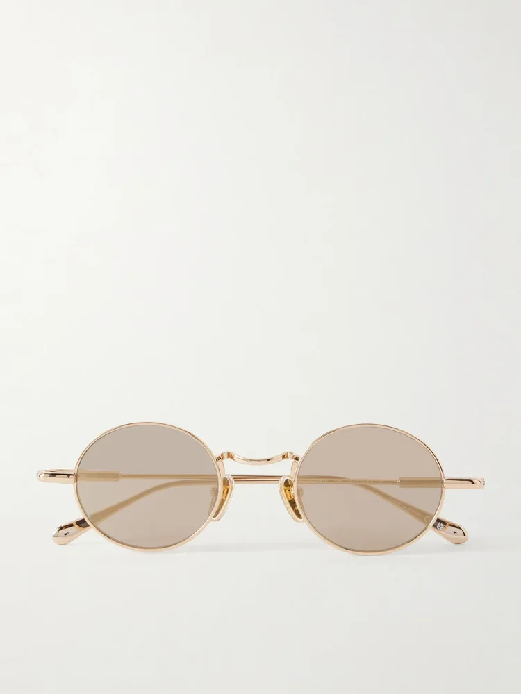 Round-frame gold-tone metal sunglasses