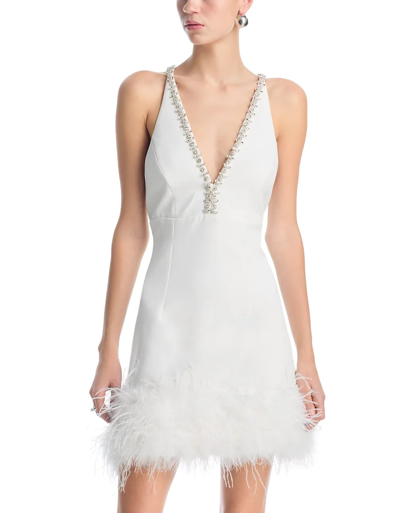 Feather Embellished Tank Dress