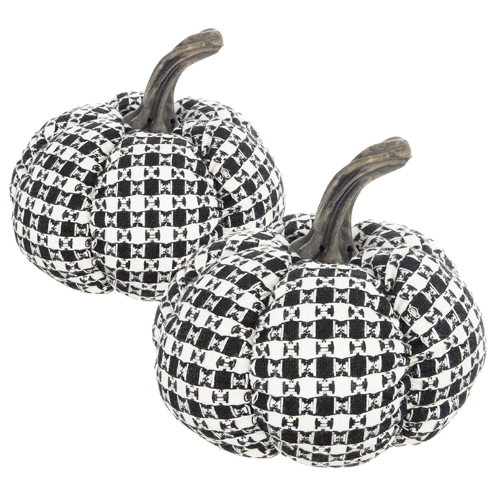 Fabric Plaid Pumpkin Decor, Set of 2