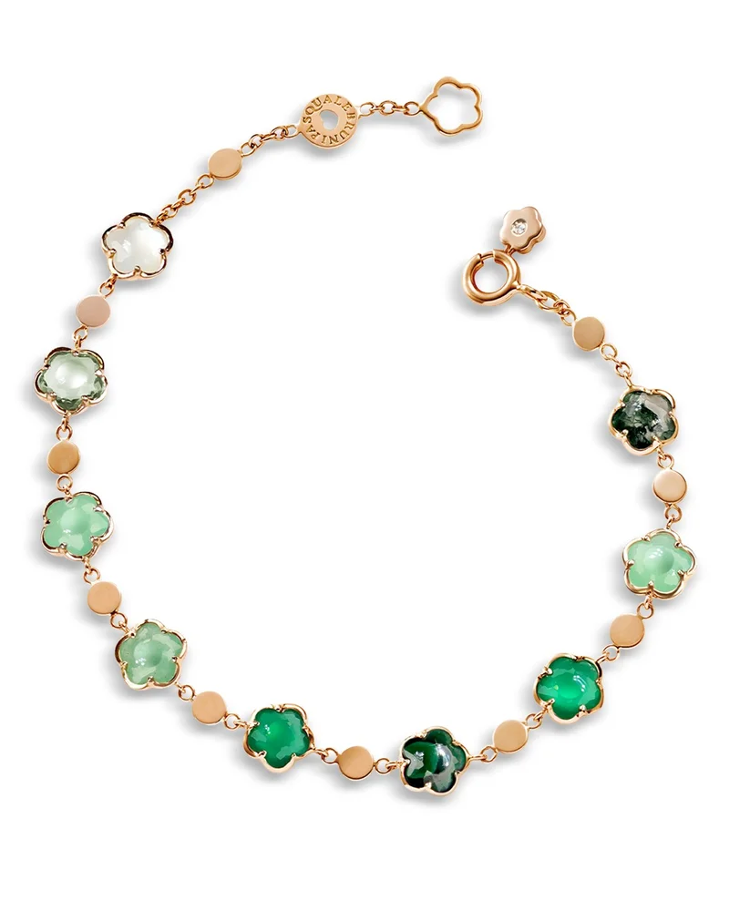 18K Rose Gold Figlia dei Fiori Multi Stone & Diamond Accent Flower Link Bracelet