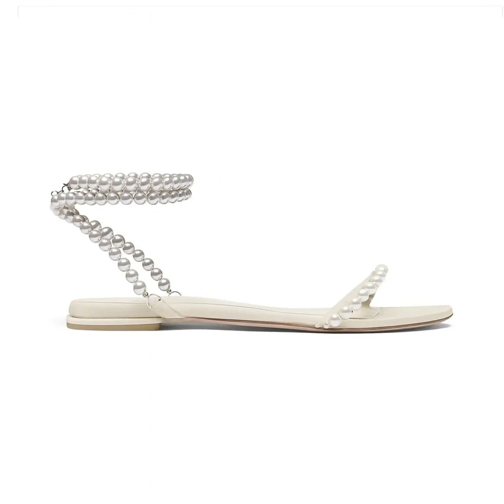 Lady Antoinette Pearl Flat Sandal