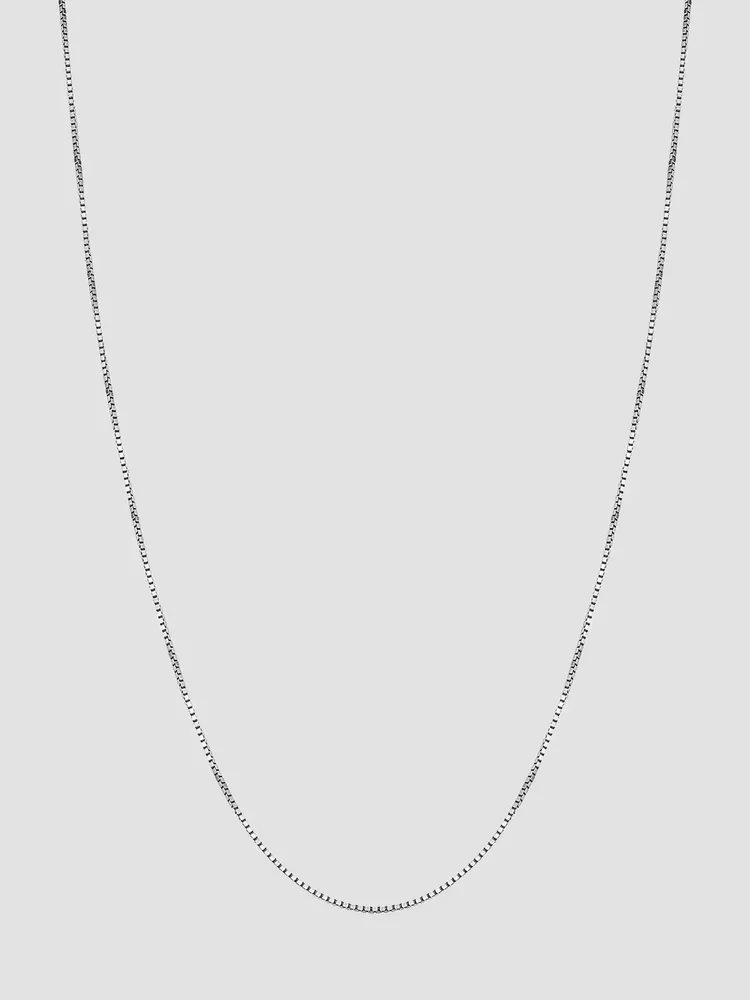14K White Solid Gold Bodega Box Chain