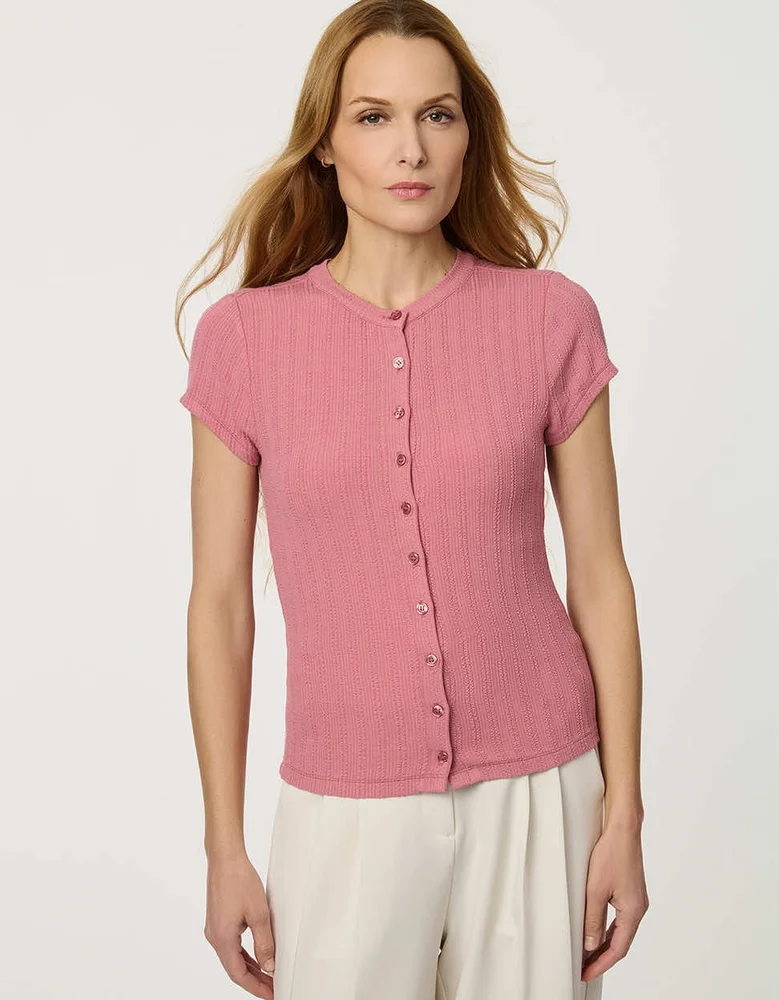 Ribbed Button-Down Tee
